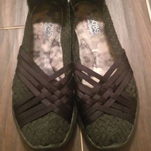 BOBS Sketchers Black Basket Weave Flats COMFORT